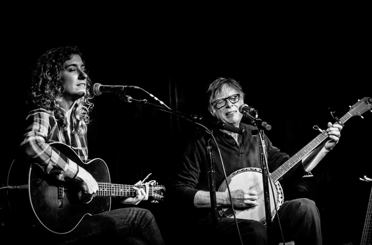 OCA_Gellert on guitar and Kane on banjo_CONTRIBUTED black and white photo.jpg